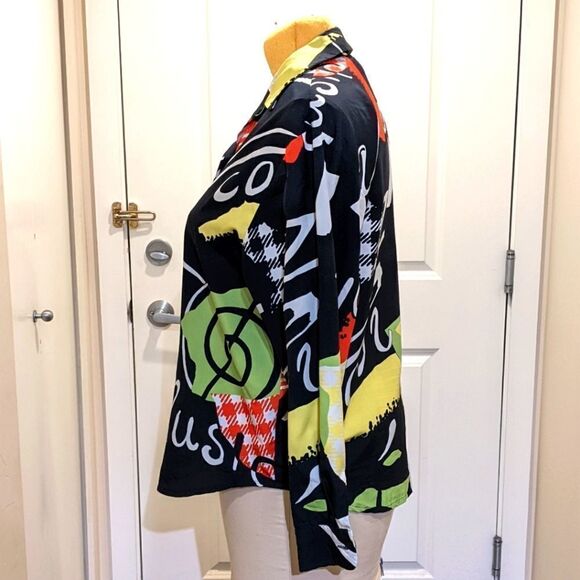 5$ Item! Vintage 70s Mondi Graphic Music Pattern Button Down Shirt - Picture 5 of 6